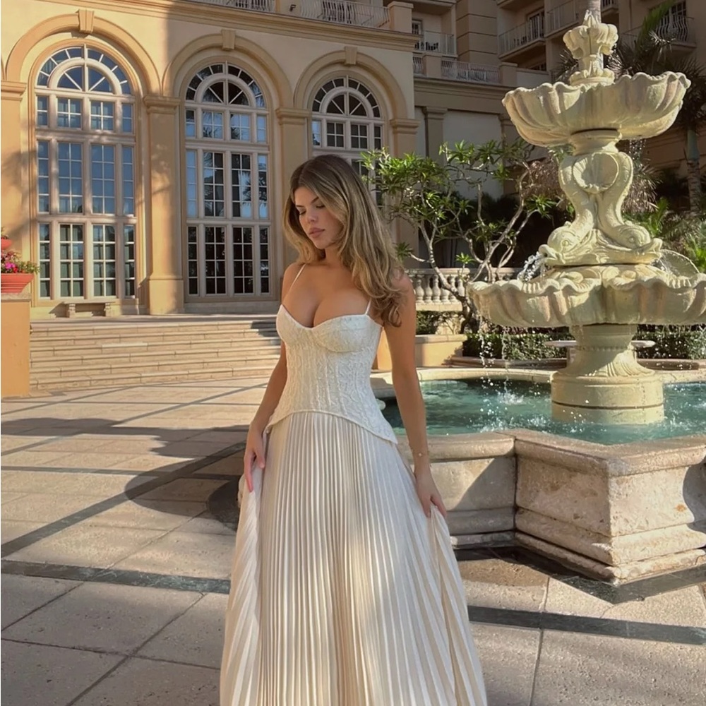 Fashion Nova - Daniella Lace Corset Pleated Maxi Dress